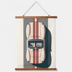 Minimalistische Retro-Raceauto-Streep Hangend Wandkleed