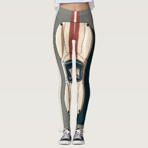 Minimalistische Retro-Raceauto-Streep Leggings