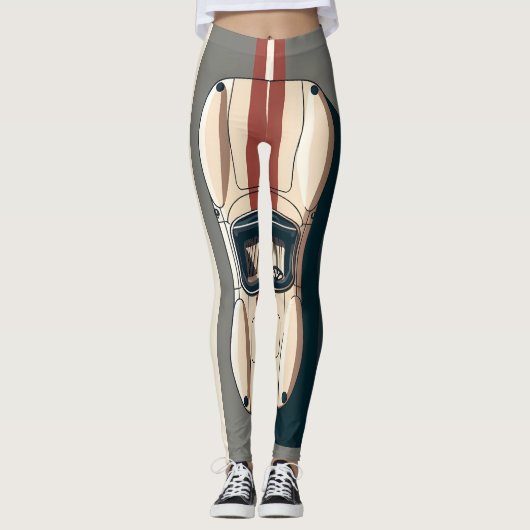 Minimalistische Retro-Raceauto-Streep Leggings (Voorkant)