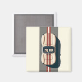 Minimalistische Retro-Raceauto-Streep Magneet (Voorkant / Achterkant)