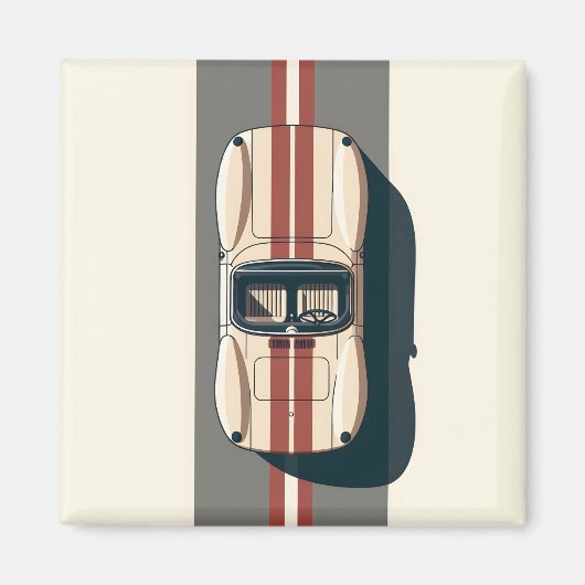 Minimalistische Retro-Raceauto-Streep Magneet (Voorkant)