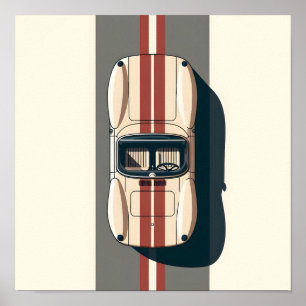 Minimalistische Retro Raceauto Streep Poster