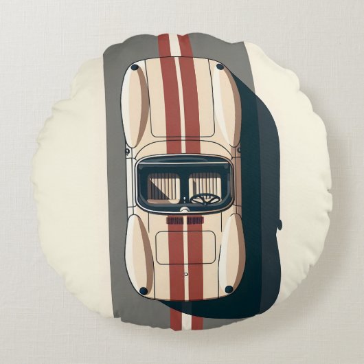 Minimalistische Retro Raceauto Streep Rond Kussen (Voorkant)