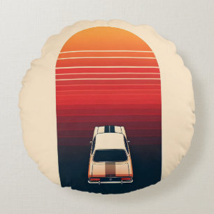 Minimalistische Retro Raceauto Streep Rond Kussen