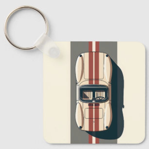 Minimalistische Retro-Raceauto-Streep Sleutelhanger