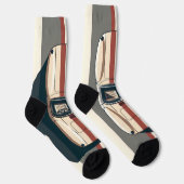 Minimalistische Retro-Raceauto-Streep Sokken (Rechts)