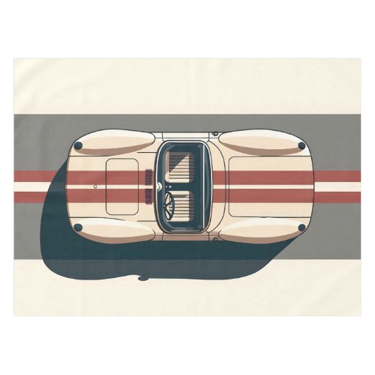 Minimalistische Retro Raceauto Streep Tafelkleed (Voorkant (Horizontaal))