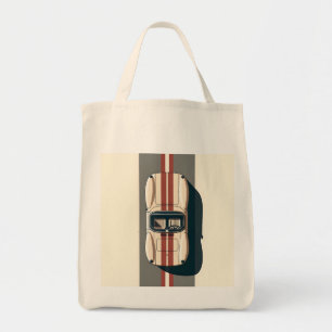 Minimalistische Retro Raceauto Streep Tote Bag