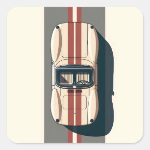 Minimalistische Retro-Raceauto-Streep Vierkante Sticker