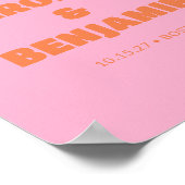 Minimalistische Retro Roze en Oranje bruiloft Welk Poster (Hoek)