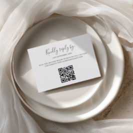 Minimalistische Retro Saliegroene Boog QR Code RSV RSVP Kaartje