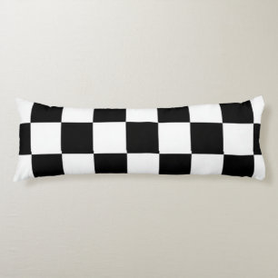 Minimalistische Retro Schachbrett – Monochrome Str Lichaamskussen