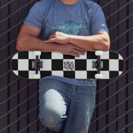 Minimalistische Retro Schachbrett – Monochrome Str Persoonlijk Skateboard