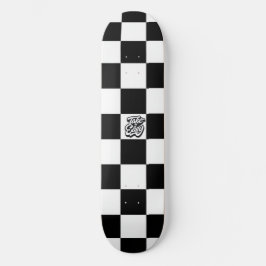 Minimalistische Retro Schachbrett – Monochrome Str Persoonlijk Skateboard