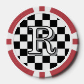 Minimalistische Retro Schachbrett – Monochrome Str Poker Chips (Voorkant)