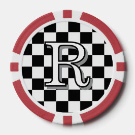 Minimalistische Retro Schachbrett – Monochrome Str Poker Chips