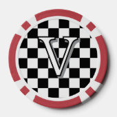 Minimalistische Retro Schachbrett – Monochrome Str Poker Chips (Achterkant)