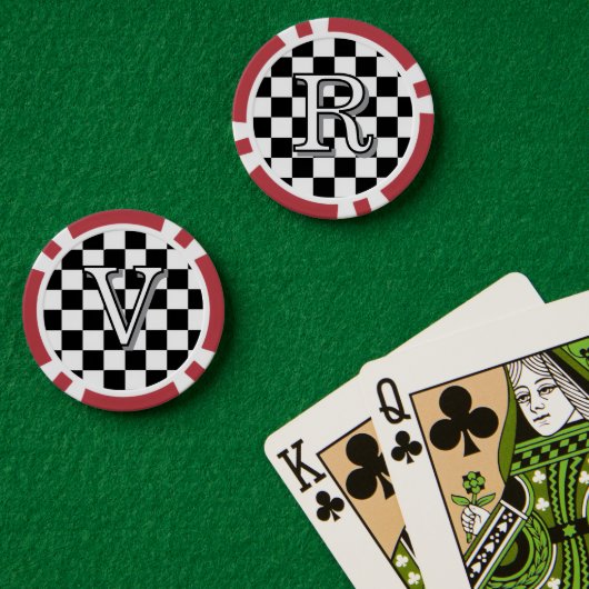 Minimalistische Retro Schachbrett – Monochrome Str Poker Chips (Pokertafel (Dubbel))