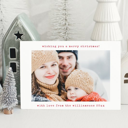 Minimalistische Retro Schrijfmachine Twee Foto Ker Feestdagenkaart