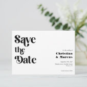 Minimalistische Retro Script 2 Foto Raster Trouwka Save The Date (Staand voorkant)