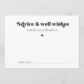 Minimalistische Retro Script Hart Wensen Huwelijk Advieskaart (Voorkant)