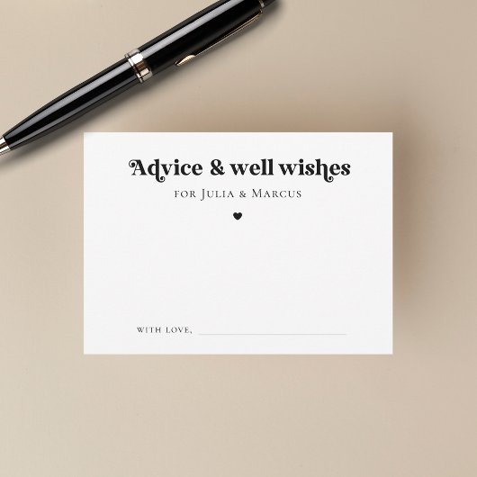 Minimalistische Retro Script Hart Wensen Huwelijk Advieskaart