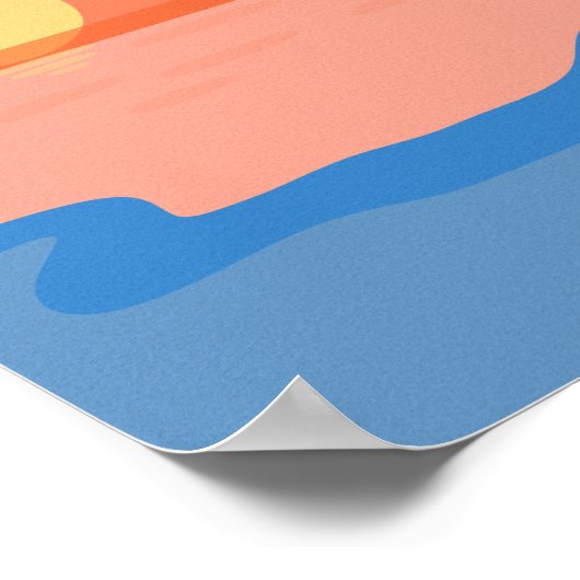 Minimalistische retro sinaasappel zonsondergang poster (Hoek)