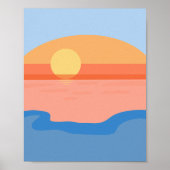 Minimalistische retro sinaasappel zonsondergang poster (Voorkant)