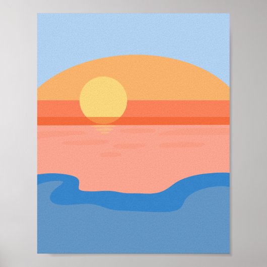 Minimalistische retro sinaasappel zonsondergang poster (Voorkant)