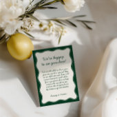 Minimalistische retro smaragdgroene bruiloft welko bedankkaart