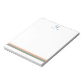 Minimalistische Retro Strepen Monogram Notitieblok (Linkerzijde)