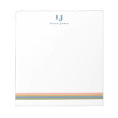 Minimalistische Retro Strepen Monogram Notitieblok (Voorkant)