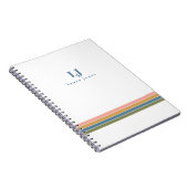 Minimalistische Retro Strepen Monogram Notitieboek (Rechterzijde)