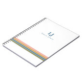 Minimalistische Retro Strepen Monogram Notitieboek (Linkerzijde)