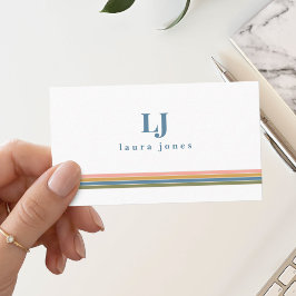 Minimalistische Retro Strepen Monogram Visitekaartje