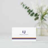 Minimalistische Retro Strepen Monogram Visitekaartje (Staand voorkant)
