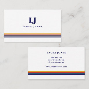 Minimalistische Retro Strepen Monogram Visitekaartje