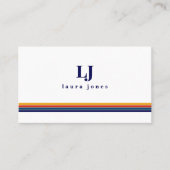 Minimalistische Retro Strepen Monogram Visitekaartje (Voorkant)
