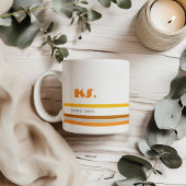 Minimalistische Retro Stripes Monogram Mok