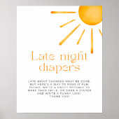 Minimalistische Retro Sun Late Night Luiers Spel Poster (Voorkant)