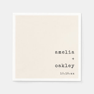 Minimalistische Retro Typemachine Ivoor Huwelijk  Servet