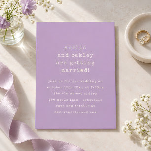 Minimalistische Retro Typemachine Lavendel Bruilof Kaart