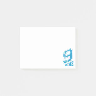 Minimalistische Retro Typografie Blauw Nummer 9 Post-it® Notes