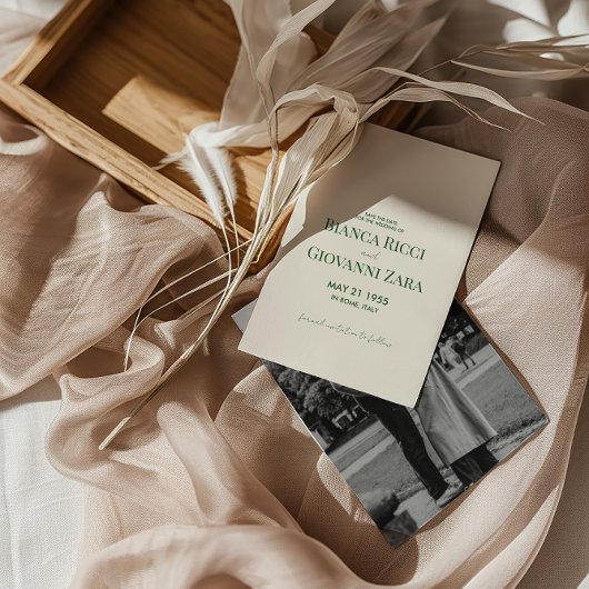 Minimalistische Retro Typografie Trouwen Save the Kaart