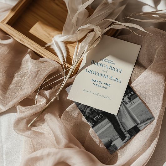 Minimalistische Retro Typografie Trouwen Save the  Kaart