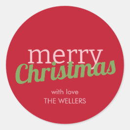 Minimalistische Retro Typografie Vrolijk Kerstfees Ronde Sticker