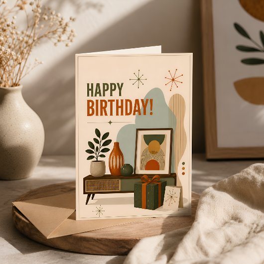 Minimalistische Retro Verjaardag Kaart