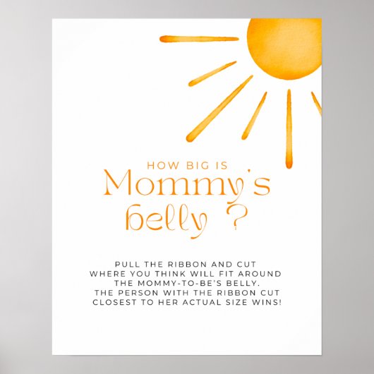 Minimalistische retro zon hoe groot is mama's buik poster (Voorkant)