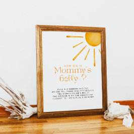 Minimalistische retro zon hoe groot is mama's buik poster