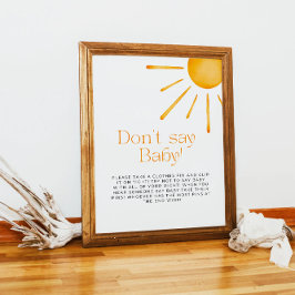 Minimalistische Retro Zon Niet Zeggen Baby Poster
